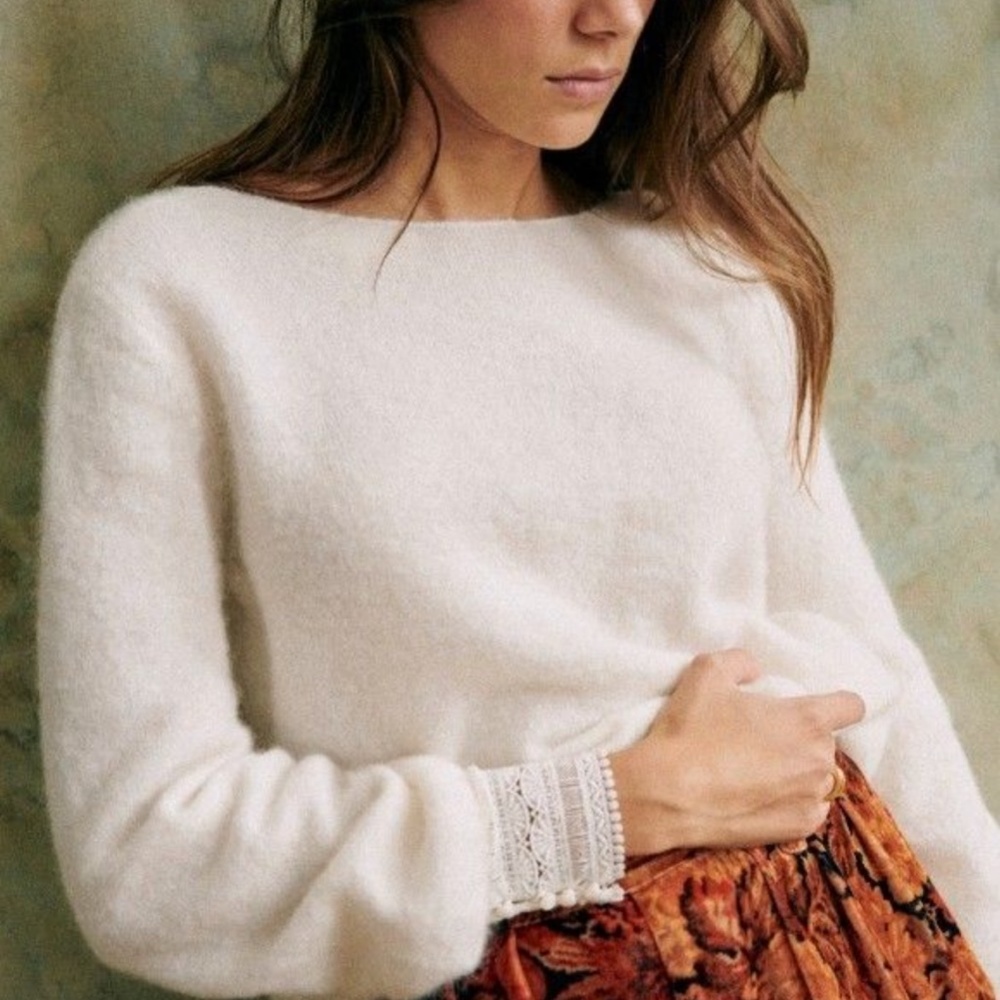 SEZANE Melina Cardigan Ecru Sz Small - Picture 2 of 9